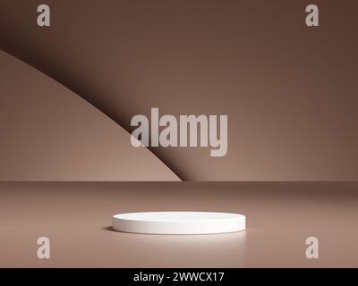 Présentation de podium brun de luxe sur fond d'affichage de produit 3d avec fond abstrait brun élégant modèle cosmétique de vitrine. Banque D'Images