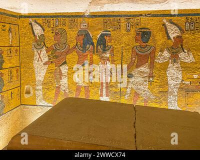 Tombe de Toutankhamon KV62 dans la vallée égyptienne des Rois, dans la nécropole thébaine, Egypte, Louxor. Banque D'Images