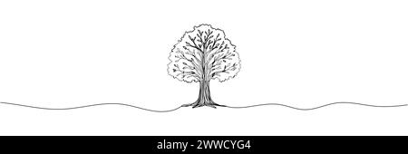 L'arbre est dessiné avec une ligne continue. Illustration vectorielle. Illustration de Vecteur