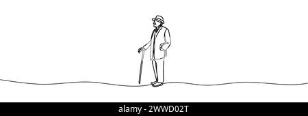 l'homme âgé est dessiné dans un style de ligne. Illustration vectorielle. Illustration de Vecteur