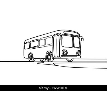 Une ligne continue dessine un bus. Illustration de Vecteur