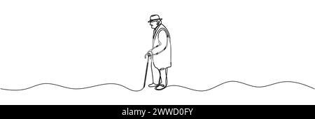 l'homme âgé est dessiné dans un style de ligne. Illustration vectorielle. Illustration de Vecteur