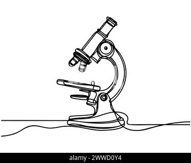 Microscope dessiné avec une ligne continue. Illustration vectorielle. Illustration de Vecteur