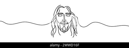 Dessin continu d'une ligne du visage de Jésus. Illustration de Vecteur