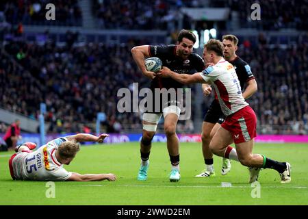 Londres, Angleterre, samedi 23 mars 2024. Lors du Gallagher Premiership match entre Saracens et Harlequins au Tottenham Stadium, Londres. Ben Whitley/Alamy Live News Banque D'Images