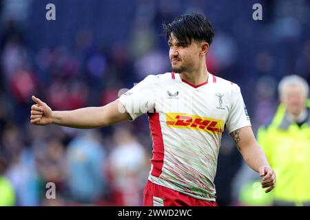 Londres, Angleterre, samedi 23 mars 2024. Marcus Smith des Harlequins après le Gallagher Premiership match entre Saracens et Harlequins au Tottenham Stadium, Londres. Ben Whitley/Alamy Live News Banque D'Images