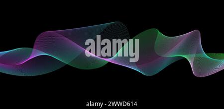 onde sonore de mouvement coloré sur un fond sombre. Illustration vectorielle Illustration de Vecteur