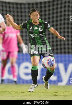 Rooty Hills, Australie. 23 mars 2024. Keiwa Hieda du Western United FC vu en action lors du match 21 de la Liberty A-League 2023-24 entre le Western Sydney Wanderers FC et le Western United FC au Wanderers Football Park. Score final ; Western Sydney Wanderers FC 3:1 Western United FC. (Photo Luis Veniegra/SOPA images/SIPA USA) crédit : SIPA USA/Alamy Live News Banque D'Images