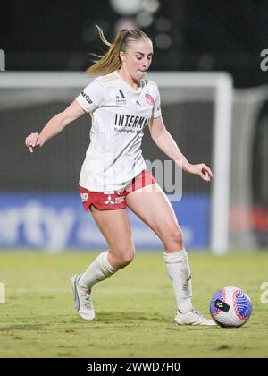 Rooty Hills, Australie. 23 mars 2024. Ella Buchanan du Western Sydney Wanderers FC, vue en action lors du match 21 de la Liberty A-League 2023-24 opposant le Western Sydney Wanderers FC et le Western United FC au Wanderers Football Park. Score final ; Western Sydney Wanderers FC 3:1 Western United FC. (Photo Luis Veniegra/SOPA images/SIPA USA) crédit : SIPA USA/Alamy Live News Banque D'Images