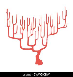 Coraux rouges corail précieux dessiné à la main. Récif corallien exotique nature sous-marine vie. Sea Life illustration plate moderne. objet isolé sur fond blanc. Logo, silhouette. Illustration vectorielle Illustration de Vecteur