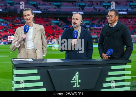 Londres, Royaume-Uni. 23 mars 2024. Jill Scott, Joe Cole et Gilberto Silva notent pour Channel 4 lors du match amical international Angleterre/Brésil au stade de Wembley, Londres, Angleterre, Royaume-Uni le 23 mars 2024 crédit : Every second Media/Alamy Live News Banque D'Images