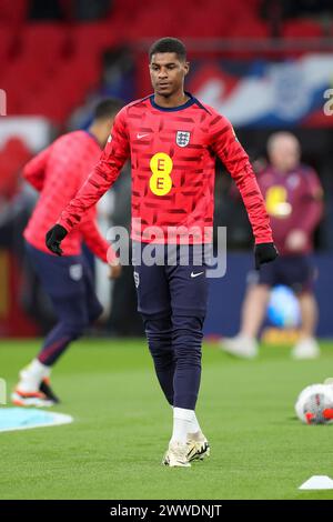 Londres, Royaume-Uni. 23 mars 2024. L'attaquant anglais Marcus Rashford s'échauffe lors du match amical international Angleterre/Brésil au stade de Wembley, Londres, Angleterre, Royaume-Uni le 23 mars 2024 crédit : Every second Media/Alamy Live News Banque D'Images