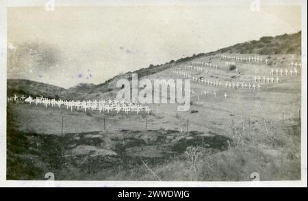 Une photographie de 1920 des tombes de l’ANZAC au cimetière Brown’s Dip sur la péninsule de Gallipoli, marquant le lieu de sépulture des soldats australiens et néo-zélandais de la première Guerre mondiale Banque D'Images