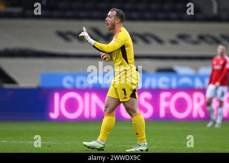 Nottingham le samedi 23 mars 2024. Alex Cairns de Salford City gestes lors du match de Sky Bet League 2 entre Notts County et Salford City à Meadow Lane, Nottingham le samedi 23 mars 2024. (Photo : Jon Hobley | mi News) crédit : MI News & Sport /Alamy Live News Banque D'Images