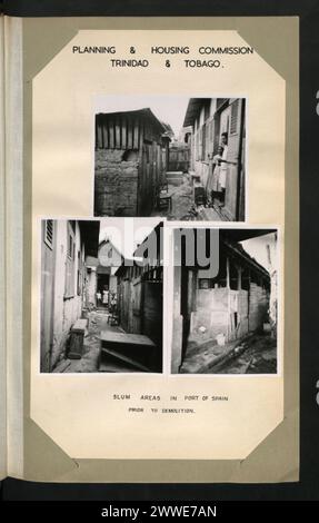 Description : Planning & Housing Commission Trinité-et-Tobago. Zones de bidonvilles à Port of Spain avant la démolition. Lieu : Port of Spain, Trinité-et-Tobago date : 1950-1959 caraïbes, caribbeanthralens Banque D'Images