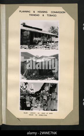Description : Planning & Housing Commission Trinité-et-Tobago. Zones de bidonvilles à Port of Spain avant la démolition. Lieu : Port of Spain, Trinité-et-Tobago date : 1950-1959 caraïbes, caribbeanthralens Banque D'Images