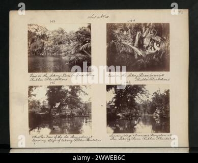 Description : vue sur la rivière Sikong sur la route des plantations de caoutchouc de Pora. Lieu : Bornéo Description : vue sur la rivière Sikong sur le chemin des plantations de caoutchouc. Lieu : Bornéo Description : une autre vue de l'ancien bungalow au débarcadère des plantations de caoutchouc de Sikong. Lieu : Bornéo Description : débarcadère et bungalow outre-mer à la plantation de caoutchouc de Sikong para. Lieu : Bornéo asie, malaisie, bornéo, sabah, asiathrough alens Banque D'Images