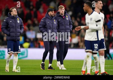 L'Anglais Kyle Walker (centre gauche) après le match amical international au stade de Wembley, Londres. Date de la photo : samedi 23 mars 2024. Banque D'Images