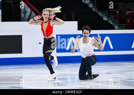 Almere, pays-Bas. 22 mars 2024. ALMERE, PAYS-BAS - 22 MARS : Hanna Jakucs et Alessio Galli (NED) lors de la finale de la Coupe de basket-ball TOTO entre les Sportiff Grasshoppers et les Topkip Lions à Topsportcentrum le 22 mars 2024 à Almere, pays-Bas. (Photo par Andre Weening/Orange Pictures) crédit : Orange pics BV/Alamy Live News Banque D'Images