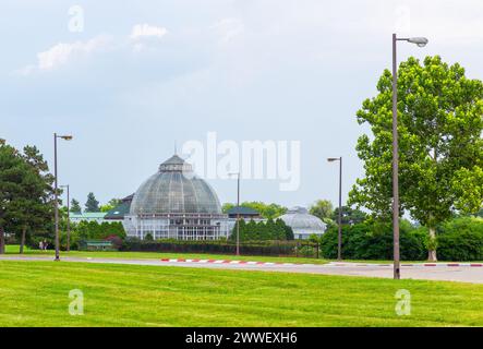 Le Whitcomb Conservatory sur belle Isle à Detroit, Michigan, États-Unis. Banque D'Images