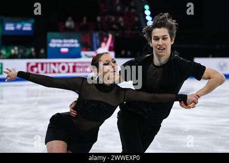 Montréal, Canada. 22 mars 2024. MONTRÉAL, CANADA - 22 MARS 2024 : Olivia Oliver et Filip Bojanowski (POL) lors des Championnats du monde de patinage artistique ISU au Centre Bell on à Montréal, Canada. Crédit : Orange pics BV/Alamy Live News Banque D'Images