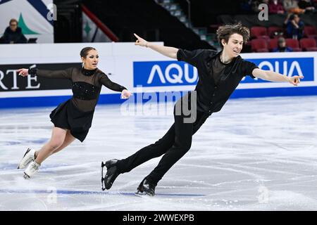 Montréal, Canada. 22 mars 2024. MONTRÉAL, CANADA - 22 MARS 2024 : Olivia Oliver et Filip Bojanowski (POL) lors des Championnats du monde de patinage artistique ISU au Centre Bell on à Montréal, Canada. Crédit : Orange pics BV/Alamy Live News Banque D'Images