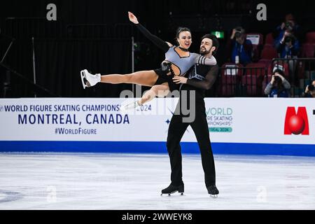 Montréal, Canada. 22 mars 2024. MONTRÉAL, CANADA - 22 MARS 2024 : Jennifer Janse Van Rensburg et Benjamin Steffan (GER) lors des Championnats du monde de patinage artistique ISU au Centre Bell on à Montréal, Canada. Crédit : Orange pics BV/Alamy Live News Banque D'Images