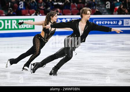 Montréal, Canada. 22 mars 2024. MONTRÉAL, CANADA - 22 MARS 2024 : Allison Reed et Saulius Ambrulevicius (LTU) lors des Championnats du monde de patinage artistique ISU au Centre Bell on à Montréal, Canada. Crédit : Orange pics BV/Alamy Live News Banque D'Images