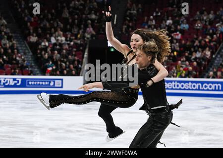 Montréal, Canada. 22 mars 2024. MONTRÉAL, CANADA - 22 MARS 2024 : Allison Reed et Saulius Ambrulevicius (LTU) lors des Championnats du monde de patinage artistique ISU au Centre Bell on à Montréal, Canada. Crédit : Orange pics BV/Alamy Live News Banque D'Images