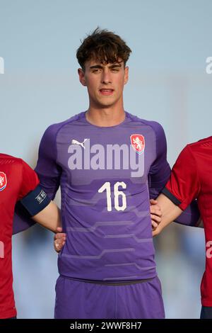 MURCIE, ESPAGNE - 22 MARS : Djordije Medenica, gardien de but de la République tchèque U18 et Getafe CF, regarde lors du match amical international masculin U18 entre la Tchéquie U18 et les pays-Bas U18 au stade Pintar Arena, le 22 mars 2024 à San Pedro del Pinatar, Murcie, Espagne. (Photo de Francisco Macia/photos Players images) Banque D'Images