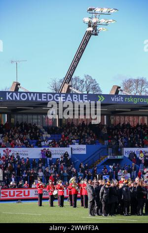 Cardiff, Royaume-Uni. 23 mars 2024. Cardiff, pays de Galles, 23 mars 2024 hymnes d'avant-match - match de rugby des six Nations entre le pays de Galles et l'Écosse au Cardiff Arms Park à Cardiff, pays de Galles. (B.East/SPP) crédit : photo de presse sportive SPP. /Alamy Live News Banque D'Images