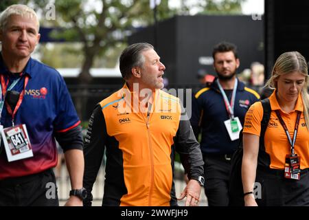 MELBOURNE, AUSTRALIE 24 mars 2024. Sur la photo : McLaren Formula 1 Team, Directeur général de McLaren Racing Zak Brown dans le paddock du Rolex Australian Grand Prix 2024 de formule 1 de la FIA du 22 au 24 mars à l'Albert Park Street circuit, Melbourne, Australie. Crédit : Karl Phillipson/Alamy Live News Banque D'Images