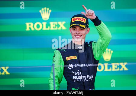 Melbourne, Australie. 24 mars 2024. Podium, MALONEY Zane (bar), Rodin Motorsport, Dallara F2 2024, portrait lors de la 3ème manche du Championnat FIA de formule 2 2024 du 22 au 24 mars 2024 sur le circuit Albert Park, à Melbourne, Australie - photo Eric Alonso/DPPI crédit : DPPI Media/Alamy Live News Banque D'Images