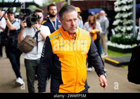 Melbourne, Australie. 24 mars 2024 : circuit du Grand Prix de Melbourne, Melbourne, Victoria, Australie ; Grand Prix de formule 1 d'Australie : jour de la course ; Zak Brown, PDG de l'équipe McLaren, crédit : action plus Sports images/Alamy Live News Banque D'Images