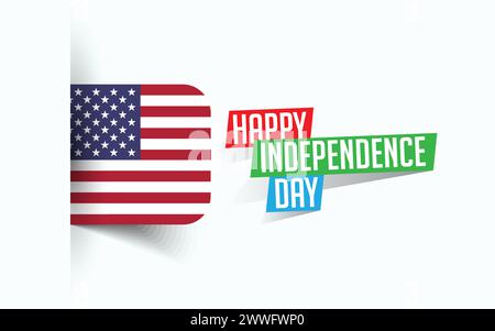 Happy Independence Day of America illustration vectorielle, affiche de jour national, conception de modèle de salutation, fichier source EPS Illustration de Vecteur