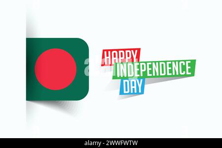 Joyeux jour de l'indépendance du Bangladesh illustration vectorielle, affiche de jour national, conception de modèle de salutation, fichier source EPS Illustration de Vecteur