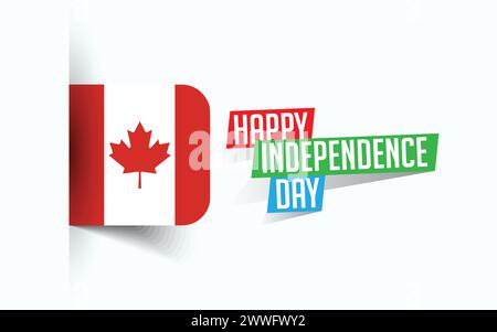 Bonne fête de l'indépendance du Canada illustration vectorielle, affiche de la fête nationale, modèle de salutation, fichier source EPS Illustration de Vecteur