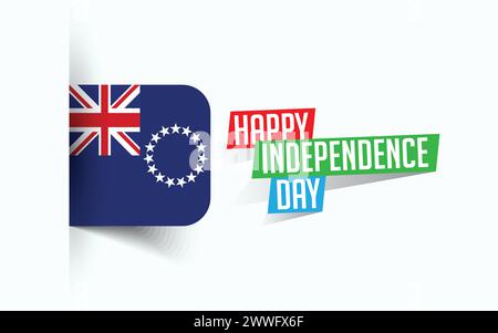 Bonne journée de l'indépendance des Îles Cook illustration vectorielle, affiche de la journée nationale, conception de modèle de salutation, fichier source EPS Illustration de Vecteur