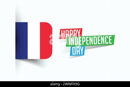Bonne fête de l'indépendance de la France illustration vectorielle, affiche de fête nationale, conception de modèle de salutation, fichier source EPS Illustration de Vecteur