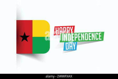 Joyeux jour de l'indépendance de la Guinée Bissau illustration vectorielle, affiche de fête nationale, conception de modèle de salutation, fichier source EPS Illustration de Vecteur