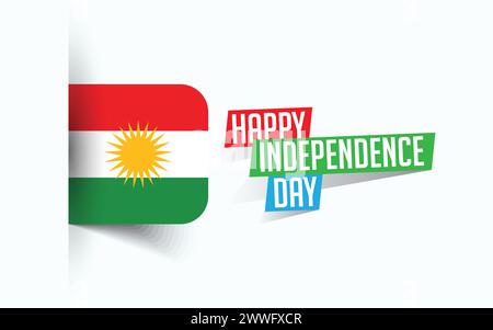 Joyeux jour de l'indépendance du Kurdistan irakien illustration vectorielle, affiche de jour national, conception de modèle de salutation, fichier source EPS Illustration de Vecteur