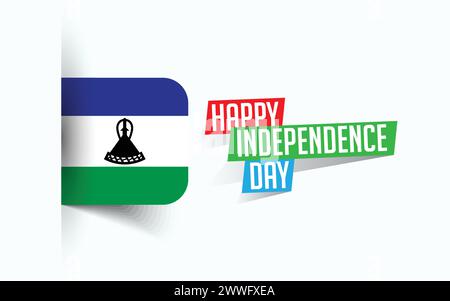 Joyeux jour de l'indépendance du Lesotho illustration vectorielle, affiche de jour national, conception de modèle de salutation, fichier source EPS Illustration de Vecteur