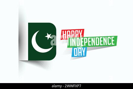 Joyeux jour de l'indépendance du Pakistan illustration vectorielle, affiche de jour national, conception de modèle de salutation, fichier source EPS Illustration de Vecteur