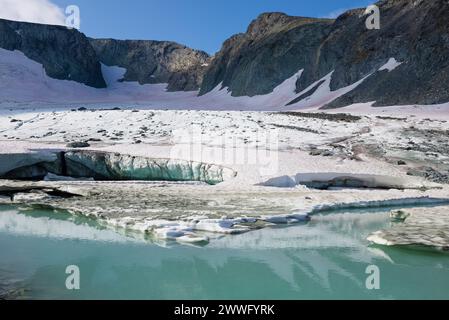 Fonte du glacier IGAN un jour d'été. Polar Oural, Russie Banque D'Images