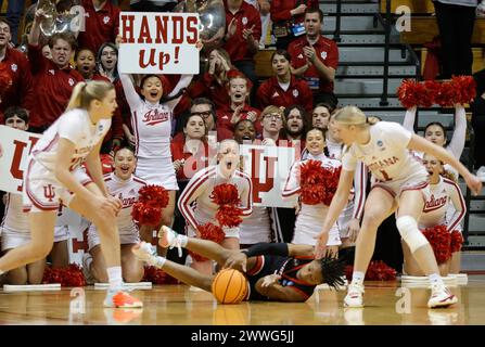 Bloomington, États-Unis. 23 mars 2024. L'université de l'Indiana joue contre Fairfield lors d'un tournoi de basket-ball féminin de la NCAA au Simon Skjodt Assembly Hall. Indiana a gagné 89-56. (Photo de Jeremy Hogan/SOPA images/Sipa USA) crédit : Sipa USA/Alamy Live News Banque D'Images