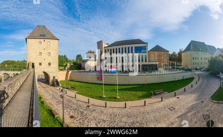 Luxembourg ville (Luxembourg, Lëtzebuerg) : porte de ville 1. Trierer Tor (Jakobsturm, Dünseler Tor), Rham plateau in , Luxembourg, Luxembourg Banque D'Images