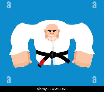 Homme en colère en judo kimono. Karaté homme fort Illustration de Vecteur