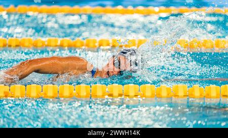 Cyrielle DUHAMEL (FRA), finale féminine du 400m médley, lors du Giant Open 2024, épreuve de natation le 23 mars 2024 au Dôme à Saint-Germain-en-Laye, France - photo Alexandre Martins/DPPI crédit : DPPI Media/Alamy Live News Banque D'Images