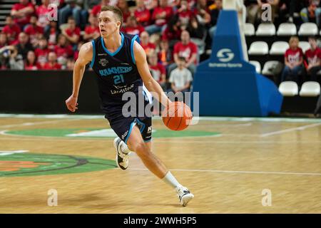 Almere, pays-Bas. 24 mars 2024. ALMERE, PAYS-BAS - 24 MARS : Ruben Bos de Landstede Hammers lors de la finale de la Coupe de basket-ball TOTO entre Heroes Den Bosch et Landstede Hammers au Topsportcentrum le 24 mars 2024 à Almere, pays-Bas. (Photo par Andre Weening/Orange Pictures) crédit : Orange pics BV/Alamy Live News Banque D'Images