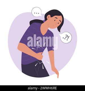 Femme souffrant de maux d'estomac pour illustration de concept de douleur abdominale Illustration de Vecteur